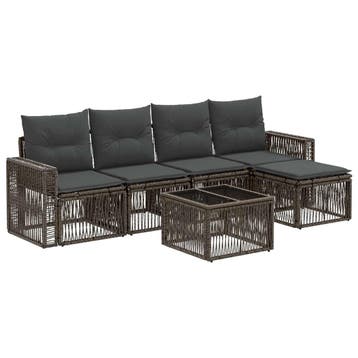 vidaXL Tuinbankenset 6 pcs Grijs en Donkergrijs poly rattan, Verzenden, Nieuw, 6 zitplaatsen