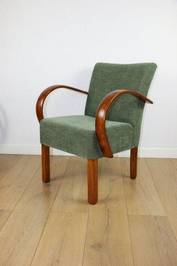 Lounge stoel - fauteuil - Beuken - Art Deco-gebogen fauteuil