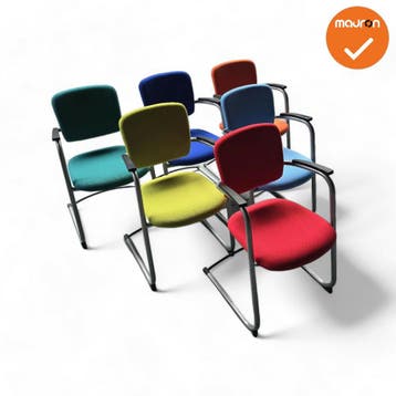 Set van 6 - Ahrend 4230 / 262 - Meerkleurig - Zilvergrijs..., Vergader- of Presentatieruimte, Ophalen of Verzenden, Gebruikt, Stoel