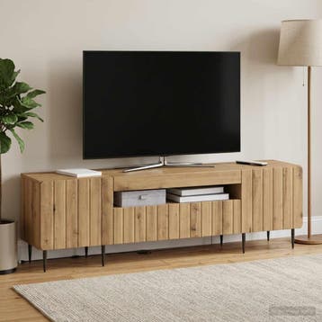 vidaXL LED tv-meubel ZWOLLE 153 x 35 x 43 cm Artisanaal, Minder dan 50 cm, Verzenden, Nieuw, Minder dan 100 cm