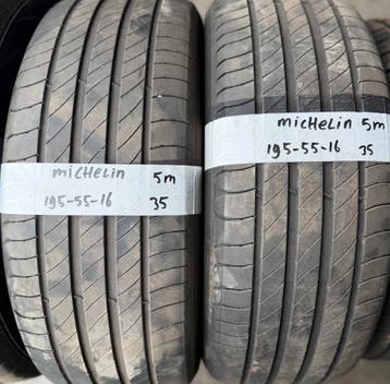 2x 195-55-16 Michelin Zomer 2x 5mm €35 Per Band 195 55 16, Ophalen, Gebruikt, 16 inch, Band(en)