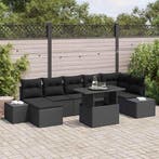 vidaXL Tuin Sofa Set met opslag 8 pcs Zwart Poly riet, Verzenden, Nieuw, Rotan, 8 zitplaatsen