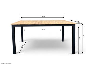 Tuintafel / Eettafel Dayton Teakhout 150x90cm Zwart, Tuin en Terras, Tuintafels, Ophalen of Verzenden, Nieuw