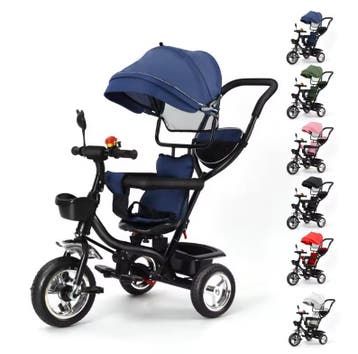 Driewieler met Duwstang, Draaibare Zitting en Luifel, Kinderen en Baby's, Verzenden, Nieuw