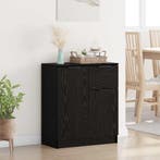 vidaXL Dressoir met lade Zwart Eiken 60 x 30 x 70 cm Bewerkt, Verzenden, Nieuw, Overige houtsoorten, Minder dan 50 cm