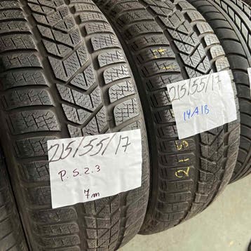 2 x Pirelli Sottozero 3 215-55-17 Winterbanden 7mm, Auto-onderdelen, Banden en Velgen, 17 inch, Band(en), Personenwagen, Gebruikt