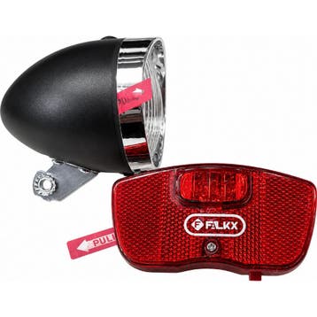 Falkx Retro LED fietsverlichtingsset - koplamp en achterl..., Ophalen of Verzenden, Nieuw