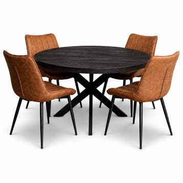 Oscar Deal 120cm black + 4x Arizona cognac, Ophalen of Verzenden, Nieuw