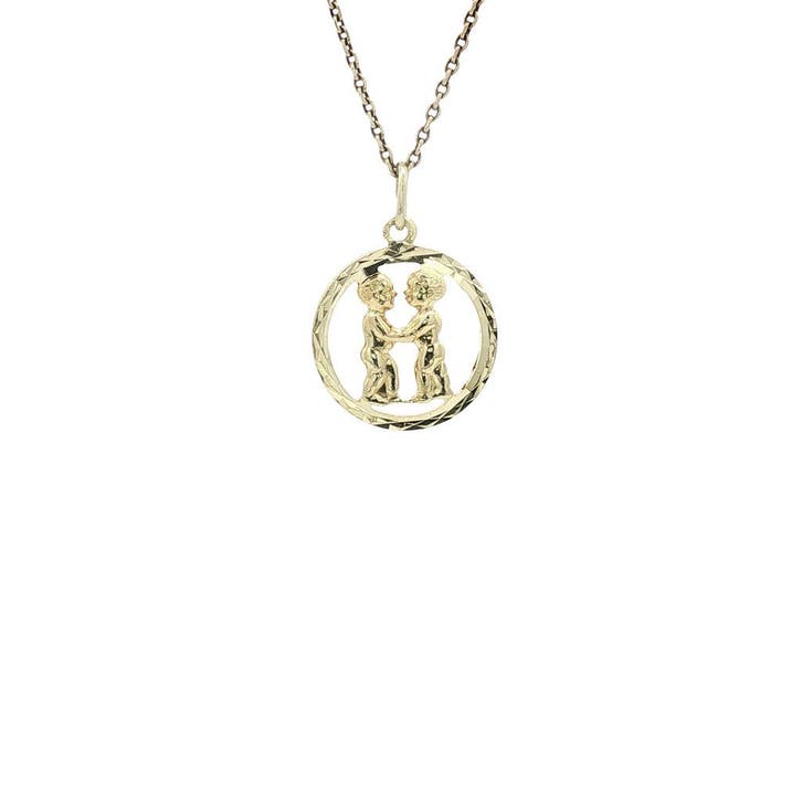 Gouden sterrenbeeld hanger tweeling 14 karaat, Sieraden, Tassen en Uiterlijk, Kettinghangers, Goud, Zo goed als nieuw, Verzenden