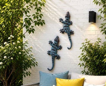 sculptuur, Twee forse hagedissen - 25.5 cm - gietijzer -