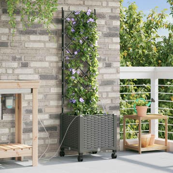 vidaXL Tuin Pot met Irrigatie en Wielen Lichtgrijs 40 x 40 x, Verzenden, Nieuw, Minder dan 60 cm, 60 cm of meer