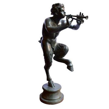 sculptuur, Pan Con Pifferi - 71 cm - Brons