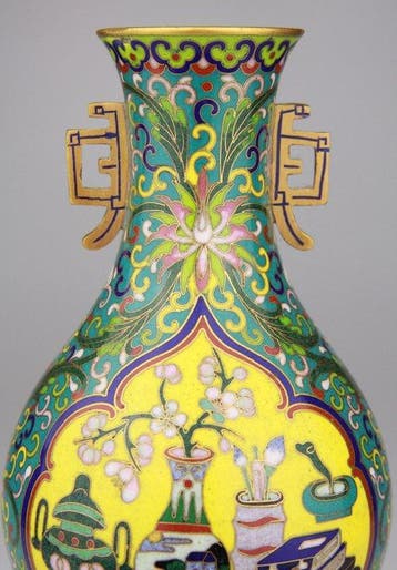 Vaas - cloisonné emaille, Emaille - China