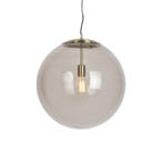 +Moderne hanglamp messing met smoke glas 50 cm - Ball, Huis en Inrichting, Lampen | Hanglampen, Verzenden, Nieuw, Glas, Modern