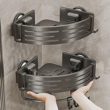 Aluminium Hoekplank Badkamer met Sterke Zuignap - Perforatie, Huis en Inrichting, Badkamer | Badkamermeubels, Verzenden, Nieuw