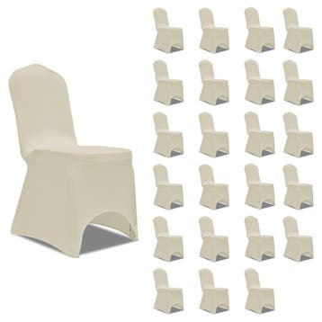 vidaXL Stoelhoezen stretch 24 st crème, Verzenden, Nieuw