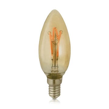 LED FILAMENT E14 KAARS AMBER 1.6W DIMBAAR, Nieuw