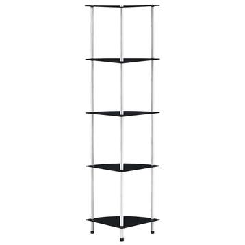 vidaXL Kastje 5-laags 30x30x130 cm gehard glas zwart, Minder dan 50 cm, Verzenden, 100 tot 150 cm, Nieuw