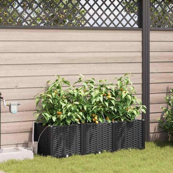 vidaXL Plantenbak 3 st Zwart 120 x 40 x 37,5 cm PP, Verzenden, Nieuw, Minder dan 60 cm