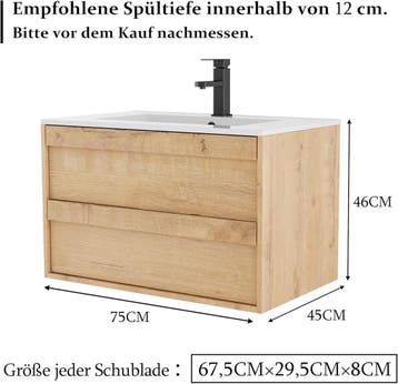 Wastafelkast - Wastafelmeubel - Wastafelonderkast - 75 cm -, Huis en Inrichting, Verzenden, Zo goed als nieuw