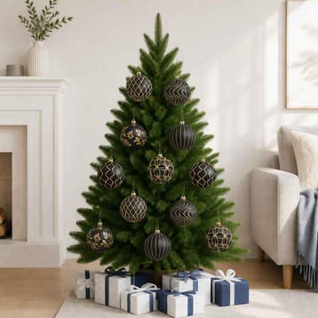 vidaXL Kerstbalset XL 12 st Zwart en Goud Dia. 10 cm, Diversen, Verzenden, Nieuw