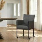 Leren eetkamerstoel More - Hermes Antracite (donkergrijs) -, Huis en Inrichting, Stoelen, Ophalen of Verzenden, Nieuw, Leer, Bohemian, Industrieel, Modern, Scandinavisch