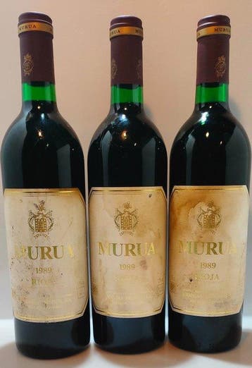 1989 Bodegas Murua - Rioja Reserva - 3 Flessen (0.75 liter), Verzamelen, Wijnen, Nieuw