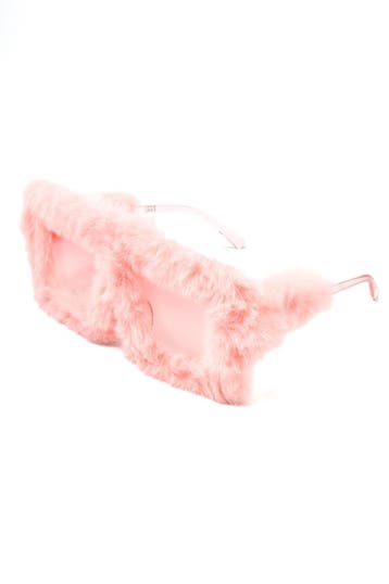 KIMU® Vierkant Bont Zonnebril Lichtroze Montuur Kunststof Li, Ophalen of Verzenden, Nieuw, Feestartikel, Carnaval