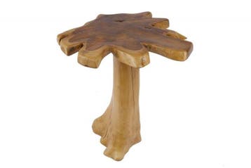 Massieve bijzettafel ROOT 60cm teak met jaarringen - 38238, Ophalen of Verzenden, Nieuw