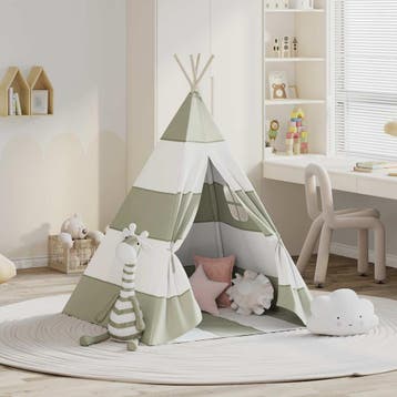 vidaXL Kindertent Grijs en Wit 120 x 120 x 150 cm Massief, Verzenden, Nieuw
