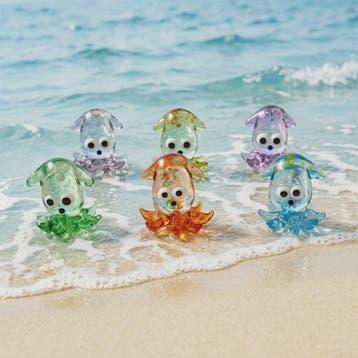 Schattig Mini Glazen Calamari Beeldje - Japans Stijl Zeedier