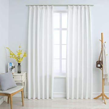 vidaXL Gordijnen verduisterend met haken 2 st 140x245 cm, Verzenden, Nieuw, Wit