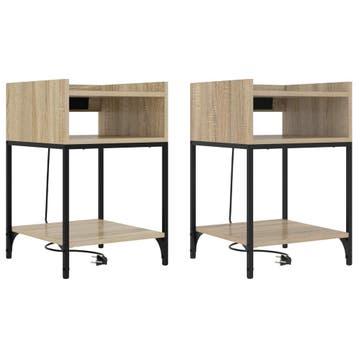 vidaXL Nachtkastje 2 st Sonoma Eiken 40 x 40 x 61 cm Bewerkt, Minder dan 45 cm, Verzenden, Nieuw, 55 tot 70 cm