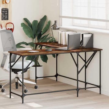 vidaXL Bureau 149x149x75 cm bewerkt hout gerookt, Verzenden, Nieuw