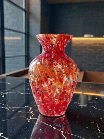 MurArt - Vaas - Glas - Inclusies Decor Regen, Antiek en Kunst, Antiek | Glas en Kristal
