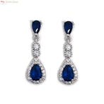 Zilveren saffier blauwe oorhangers, Sieraden, Tassen en Uiterlijk, Oorbellen, Verzenden, Nieuw, Zilver