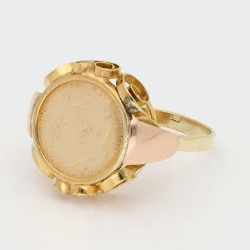 Ring - 14 karaat Geel goud, Roségoud - John Kennedy munt, Nieuw