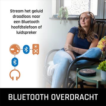 Discman - CD Speler - MP3 Speler - Met bluetooth - Zwart - L, Verzenden, Zo goed als nieuw