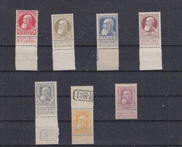 België 1905 - Grove baard - OBP : 74/80 meeste met bladboord, Gestempeld