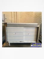 RVS werkbank 2 schuifdeuren | 120x70x85, Nieuw zonder verpakking, RVS Meubilair