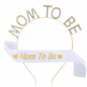 2-delige babyshower set met sjerp en diadeem, Hobby en Vrije tijd, Feestartikelen, Verzenden, Nieuw, Versiering, Geboorte of Huwelijk