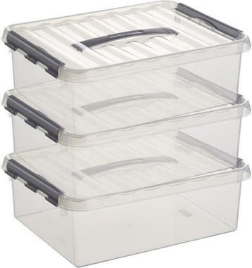 Sunware Q-line Opbergbox Transparant/Grijs 10 liter Set van, Ophalen of Verzenden, Nieuw