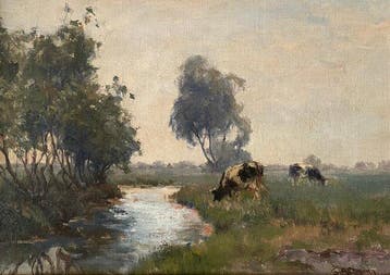 Gerard Altmann (1877–1940) - Cows in a Dutch polder, Antiek en Kunst