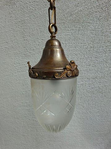 Val Saint Lambert - Plafondlamp - Eikellamp - Messing, Glas,