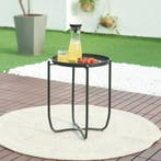 Tuintafel Sandefjord bijzettafel rond metaal 53xØ40 cm zwart, Verzenden, Nieuw