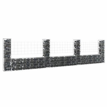 vidaXL Schanskorf U-vormig met 4 palen 380x20x100 cm ijzer, Verzenden, Nieuw, IJzer