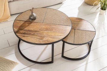 Set van 2 salontafels VIENNA LOUNGE 70cm rond massief, Huis en Inrichting, Ophalen of Verzenden, Nieuw