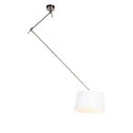 Hanglamp staal met linnen kap wit 35 cm - Blitz, Verzenden, Nieuw, Country-rustic