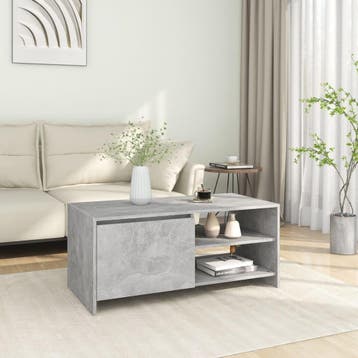 vidaXL Salontafel 102x50x45 cm bewerkt hout betongrijs, 100 tot 150 cm, Verzenden, Nieuw, 50 tot 100 cm