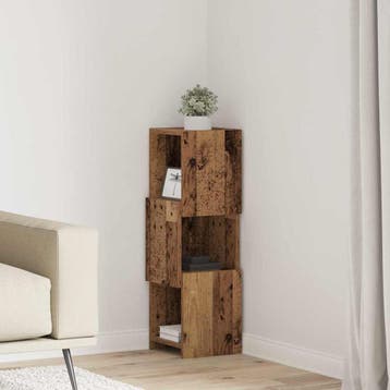 vidaXL Hoekkast 25,5x25x80cm Bewerkt hout Oudhout, Verzenden, Nieuw